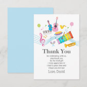 muziek, muziekinstrumenten drum kinder zingend bedankkaart (Voorkant / Achterkant)