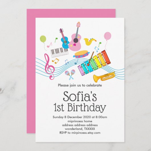 muziek, muziekinstrumenten drum kinder zingend kaart (Voorkant / Achterkant)