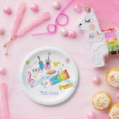 muziek, muziekinstrumenten drum kinder zingend papieren bordje (Feest)