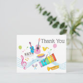 muziek, muziekinstrumenten drum kinder zingend uitnodiging briefkaart (Staand voorkant)