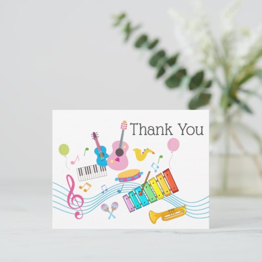 muziek, muziekinstrumenten drum kinder zingend uitnodiging briefkaart (Staand voorkant)