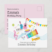 muziek, muziekinstrumenten trommel kinder zingend  uitnodiging briefkaart (Voorkant / Achterkant)