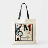 Muziek. muzieknoot. treble sleutel met haar naam tote bag (Voorkant)