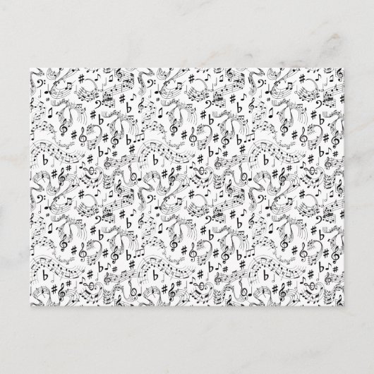 Muziek, muzieknoten briefkaart (Voorkant)