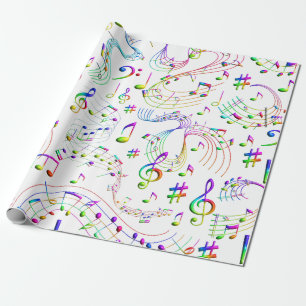 Muziek, muzieknoten cadeaupapier