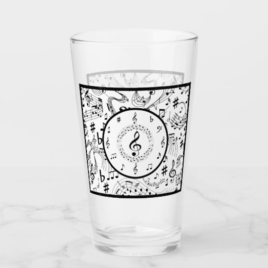 Muziek, muzieknoten glas (Voorkant)