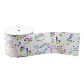 Muziek, muzieknoten, kleurrijk grosgrain lint (Spoel)