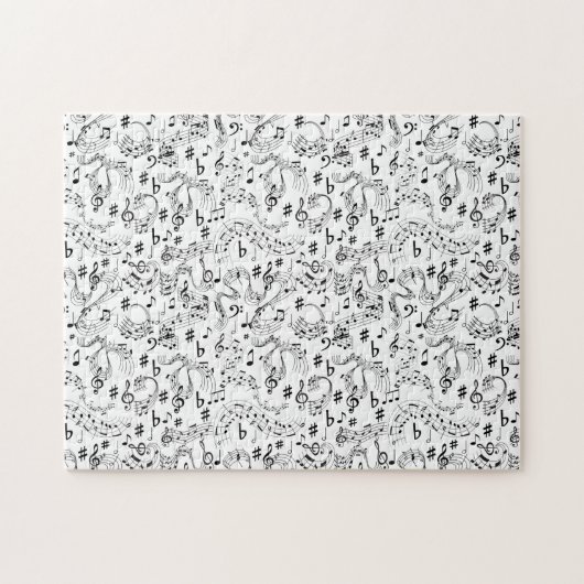 Muziek, muzieknoten legpuzzel (Horizontaal)