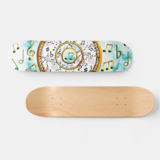 Muziek, muzieknoten, marmer persoonlijk skateboard (Horizontaal)
