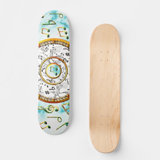 Muziek, muzieknoten, marmer persoonlijk skateboard (Voorkant)