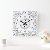 Muziek, muzieknoten vierkante klok (Huis)