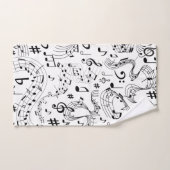 Muziek, muzieknoten, zwart en wit bad handdoek (Handdoek)
