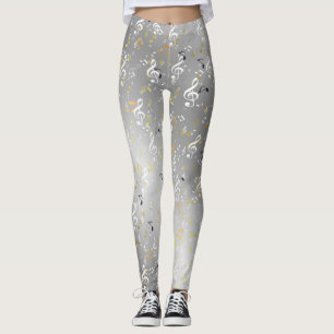 muziek, muzikaal, noot, wit, melodie, sleutel, gel leggings