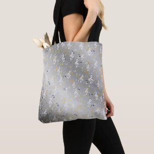 muziek, muzikaal, noot, wit, melodie, sleutel, gel tote bag