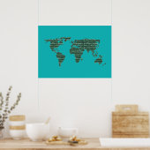 muziek naar de wereld ~ maps poster (Keuken)