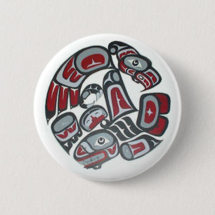 Muziek Native American Tribal Totem Ronde Button 5,7 Cm