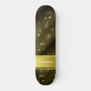 muziek, noot, bladmuziek, goud, banner, sjabloon, persoonlijk skateboard