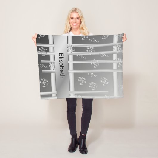 muziek, noot, slim, band, symbool, glanzend, elega fleece deken (In situ)