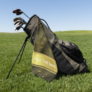 muziek, noot, vellen muziek, goud, banner, sjabloo golfhanddoek