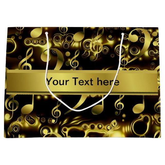 muziek, noot, vellen muziek, goud, banner, sjabloo groot cadeauzakje (Voorkant)
