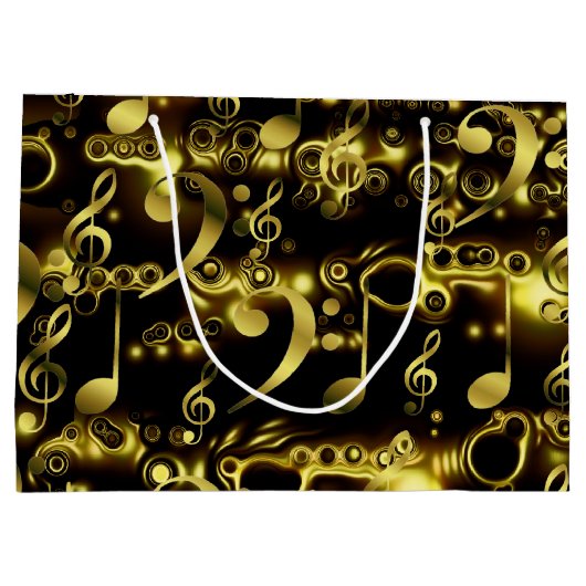 muziek, noot, vellen muziek, goud, banner, sjabloo groot cadeauzakje (Achterkant)