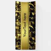 muziek, noot, vellen muziek, goud, banner, sjabloo spandoek (Verticaal)