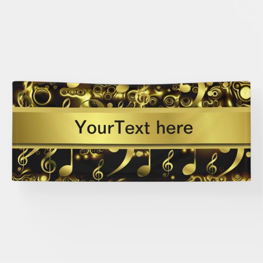 muziek, noot, vellen muziek, goud, banner, sjabloo spandoek (Horizontaal)