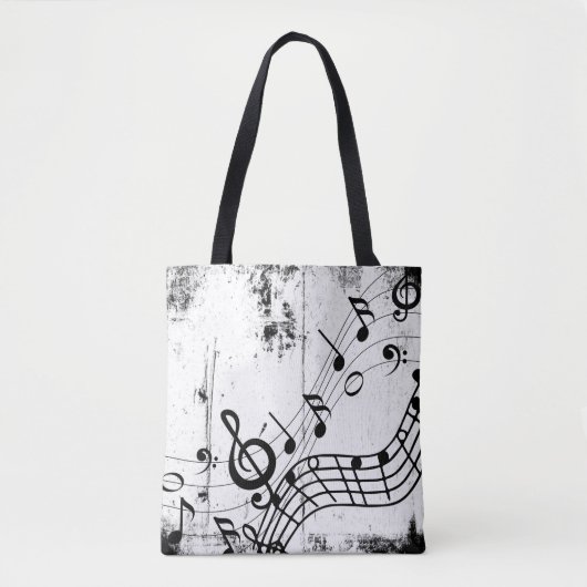 Muziek Note Art Design Antiek Grunge Tote Bag (Voorkant)
