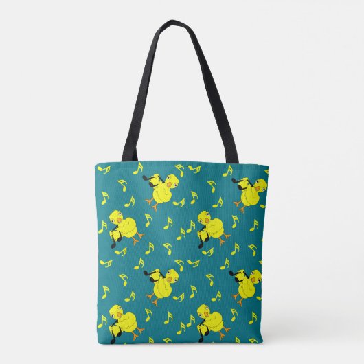 Muziek Note Chick Patroon Tote Bag (Achterkant)