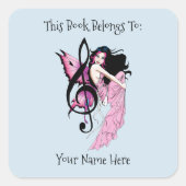 Muziek Note Fairy Bookplate Vierkante Sticker (Voorkant)