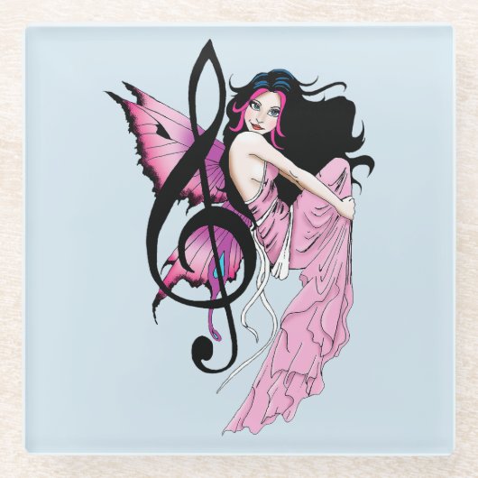 Muziek Note Fairy Glazen Onderzetter (Voorkant)
