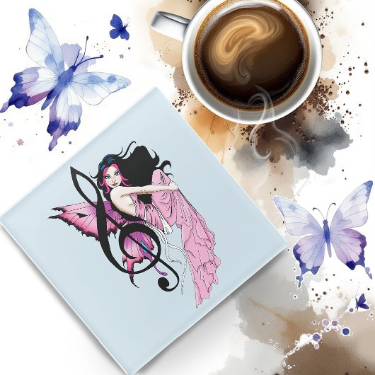 Muziek Note Fairy Glazen Onderzetter