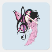 Muziek Note Fairy Vierkante Sticker (Voorkant)