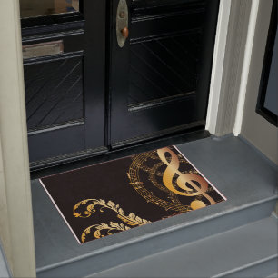 Muziek Note Luxe Grijs Goud Deurmat