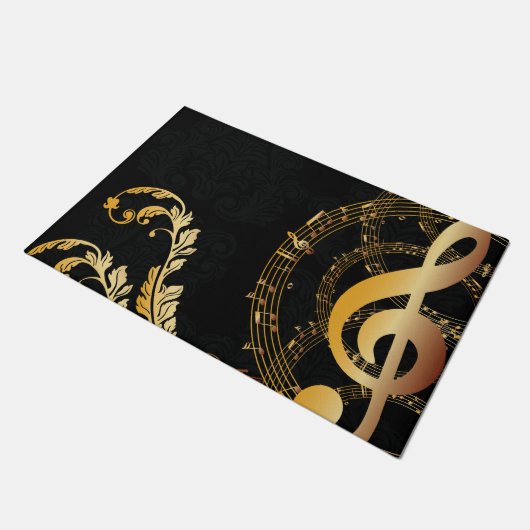 Muziek Note Luxe Grijs Goud Deurmat (Schuin)