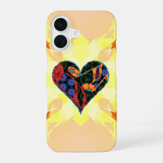 Muziek Note Patterned Heart iPhone 16 Hoesje (Achterkant)