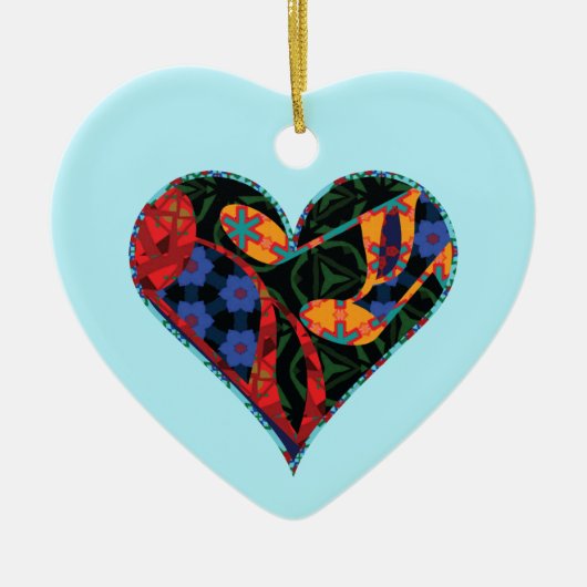 Muziek Note Patterned Heart Keramisch Ornament (Voorkant)