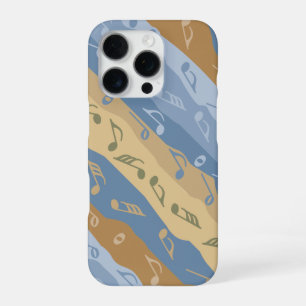 Muziek Note Strepen Bruin en Blauw iPhone 16 Pro Hoesje