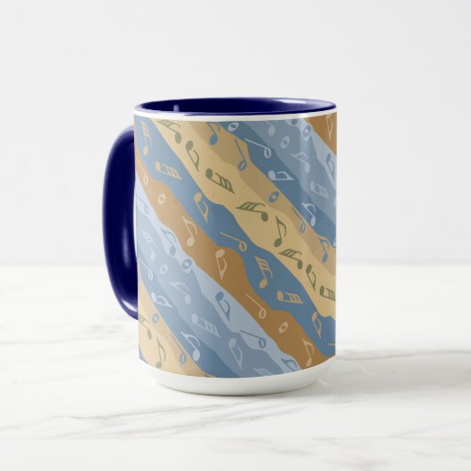 Muziek Note Strepen Bruin en Blauw Mok (Voorkant links)