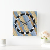 Muziek Note Strepen Bruin en Blauw Vierkante Klok (Huis)
