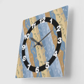 Muziek Note Strepen Bruin en Blauw Vierkante Klok (Hoek)