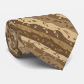 Muziek Note Strepen Bruin Stropdas (Opgerold)