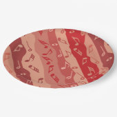 Muziek Note Strepen Rood Papieren Bordje (Gekanteld)