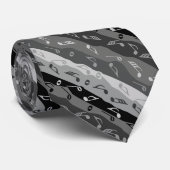 Muziek Note Stripes Zwart en Grijs Stropdas (Opgerold)