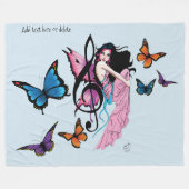 Muziek Note Vlinders Fairy Fleece Deken (Voorkant (Horizontaal))