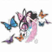 Muziek Note Vlinders Fairy Sticker (Voorkant)