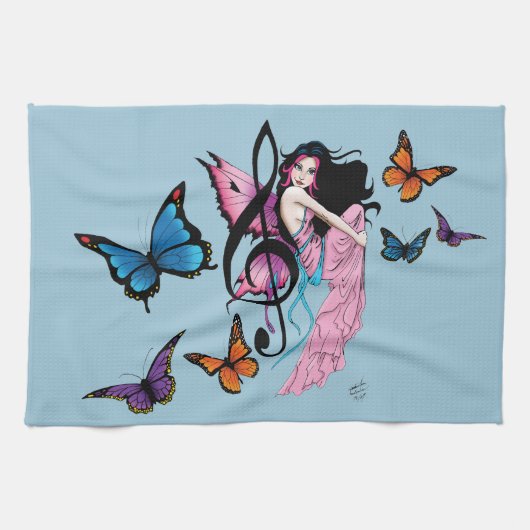 Muziek Note Vlinders Fairy Theedoek (Horizontaal)
