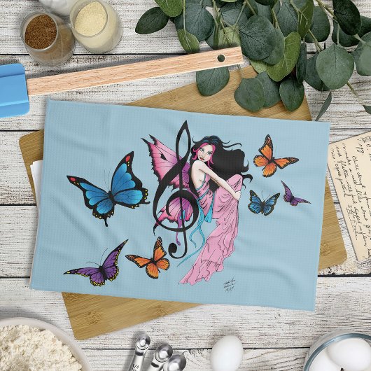 Muziek Note Vlinders Fairy Theedoek