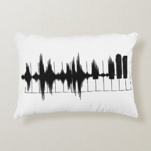 Muziek noten. Keyboard, piano toetsen. Accent Kussen