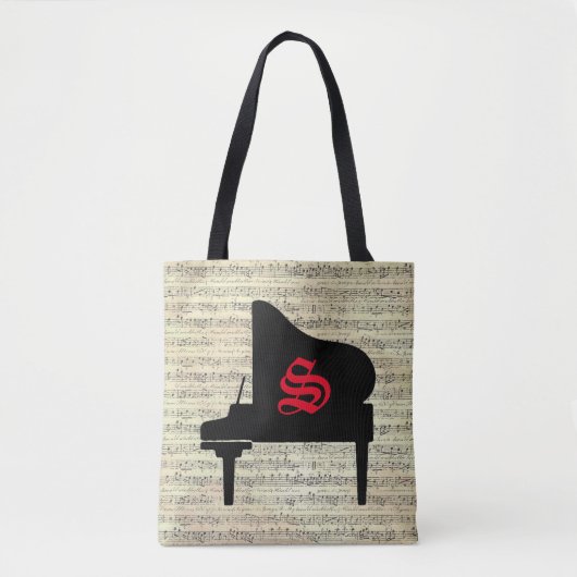Muziek Notitie Canvas tas Piano Muziek Thema (Voorkant)